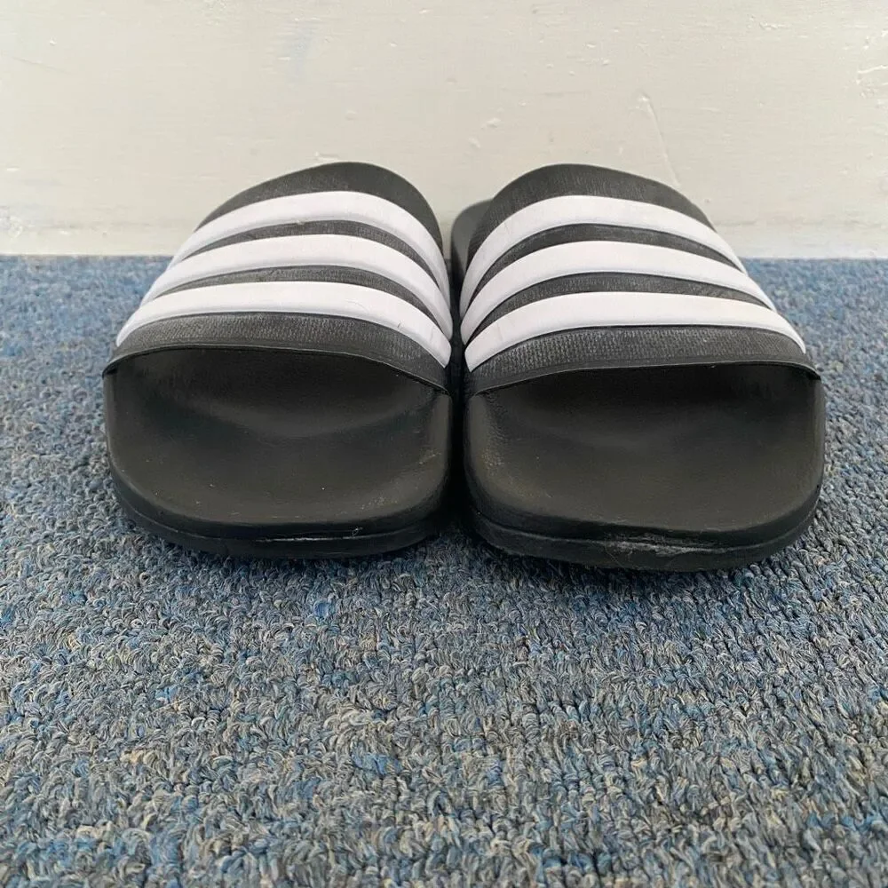 Adidas men 12 slip on slides black and white